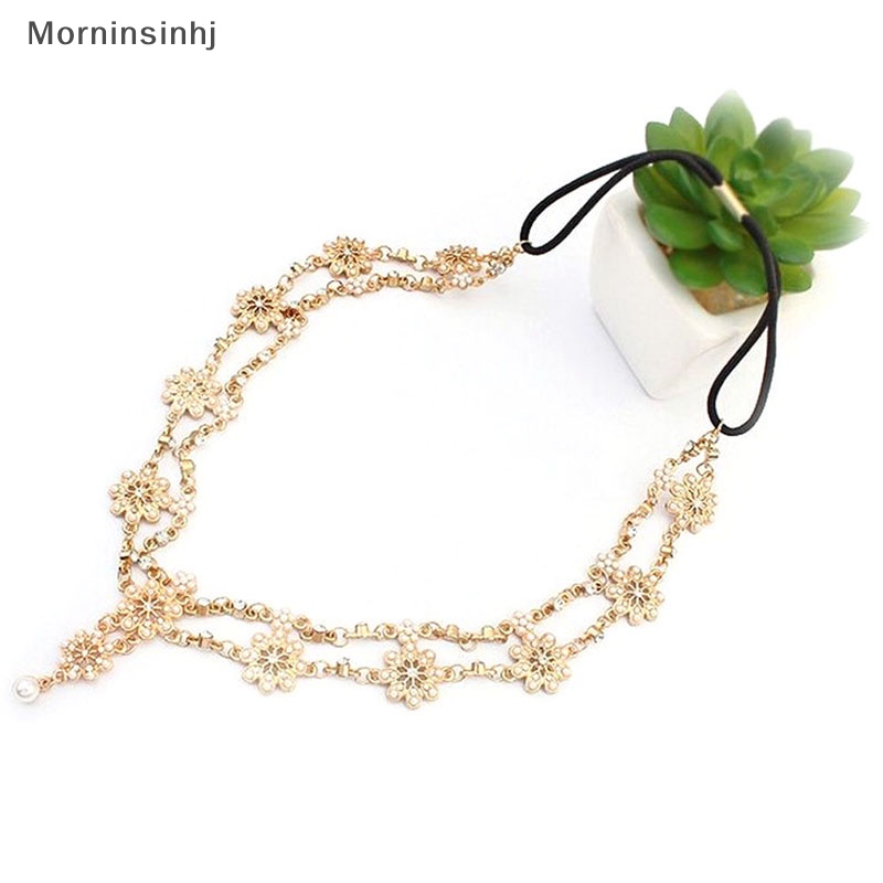 Mornin Wanita Fashion Mutiara Berlian Imitasi Kepala Rantai Perhiasan Headband Head Piece Hair Band id