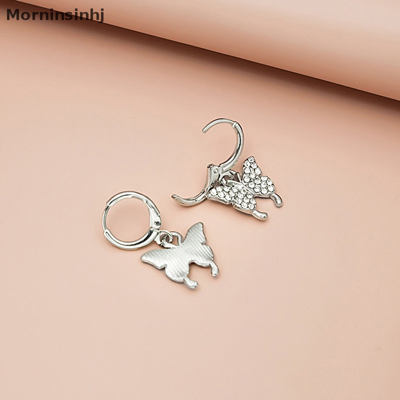 Mornin Fashion Wanita Kristal Hoop Butterfly Earrings Drop Menjuntai Anting Wanita Pesta Pernikahan Perhiasan Hadiah id