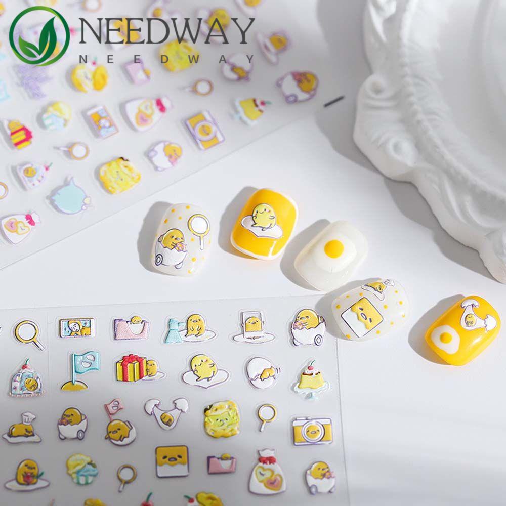 Needway   Kartun Stiker Kuku Wanita Fashion Smiley Bunga Avengers Perekat Diri Nail Art Dekorasi