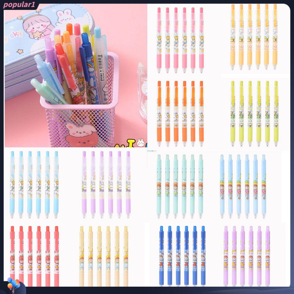 Popular Black Gel Pen Multicolor Peluru 0.5mm Lucu
