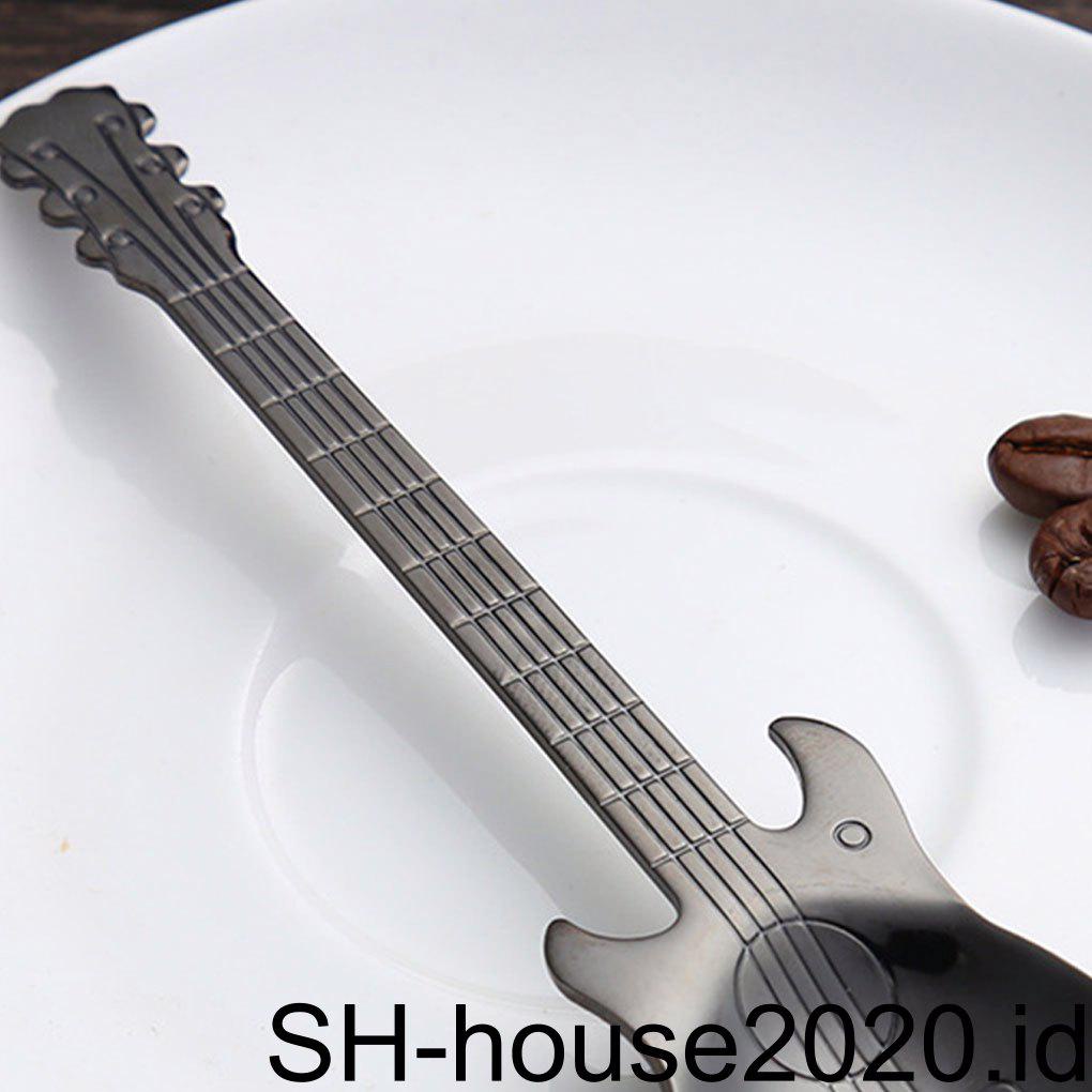 Sendok Gitar Kartun Stainless Susu Kopi Cream Dessert Candy Sendok Teh Es Untuk Bar Rumah