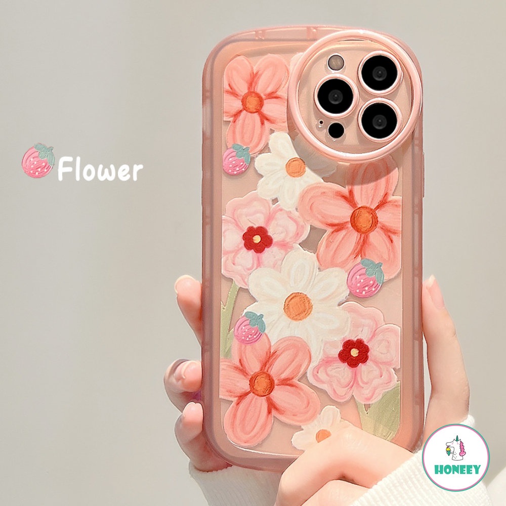 Casing Ponsel Untuk Apple14Kompatibel Untuk iPhone 11 Pro Max13 12 14 Pro Max XS XR 78 Plus Fashion Pink Floral Bening Cover Pelindung