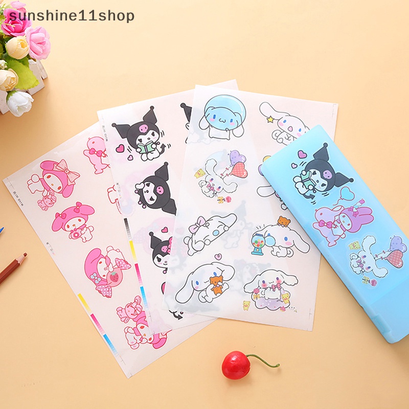 Sho 5pcs My Melody Kawaii Anime Kartun Stiker Cinnamoroll Kuromi Pvc Transparan Tahan Air Hias Perekat Diri Sticker N