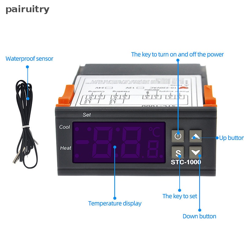 Prt LED Berkualitas Universal Digital STC-1000 Temperature Controller Thermostat DC12V DC24V AC110-220V Controller PRT