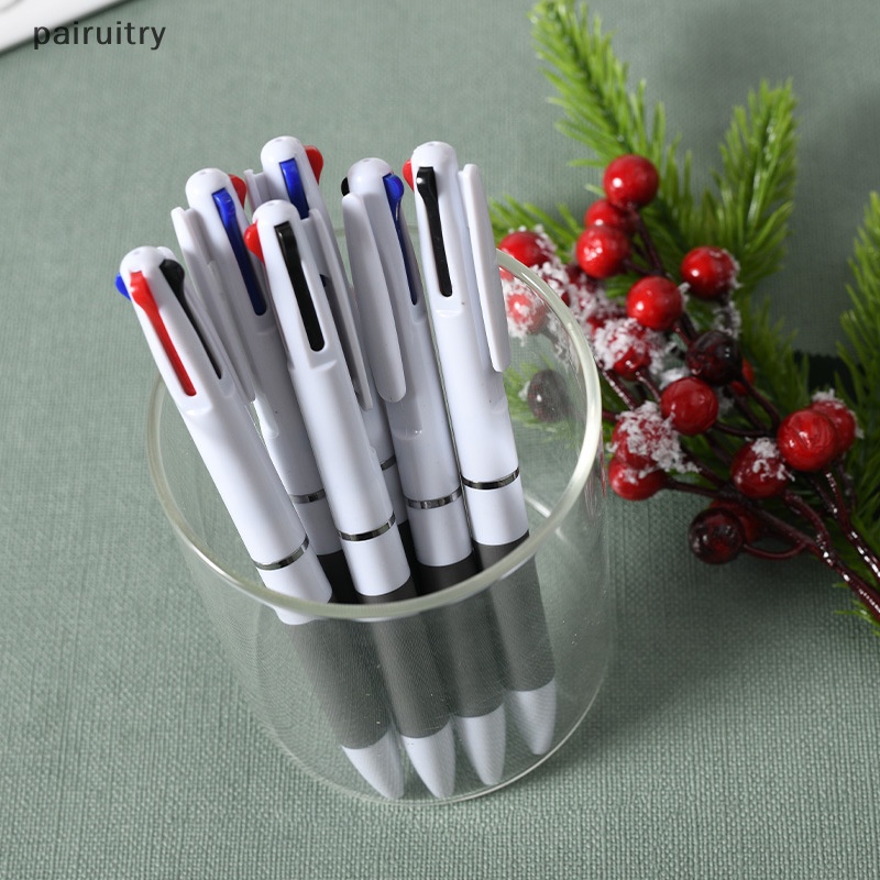 Prt 3warna Dalam1 Press Bolpoin Classic Ballpoint Pen Wrig Pen Kantor Sekolah Wrig Alat Tulis Merah Hitam Biru 0.7mm Pulpen PRT