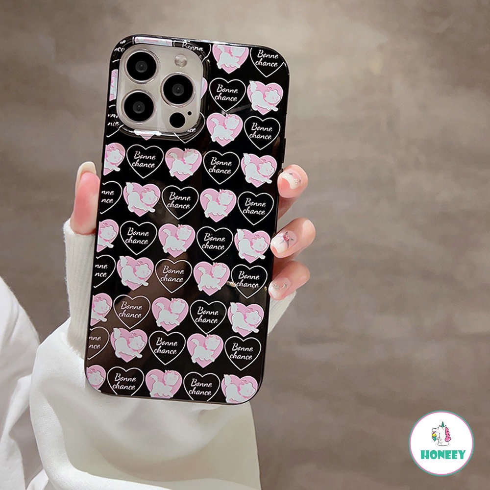 IPHONE Retro Gadis Kartun Kucing Kitten Pink Love Art Phone Case Untuk Iphone14 13 12 11 Pro Max Xr Xs 7 8 Plus Case Cute Sweet Cover