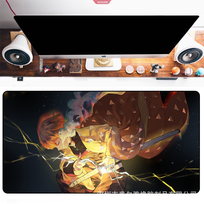 Anime Demon Slayer Kimetsu no Yaiba Agatsuma Zenitsu Komputer Gamers Pengunci Tepi Mouse Pad Keyboard Pad [ZXL]