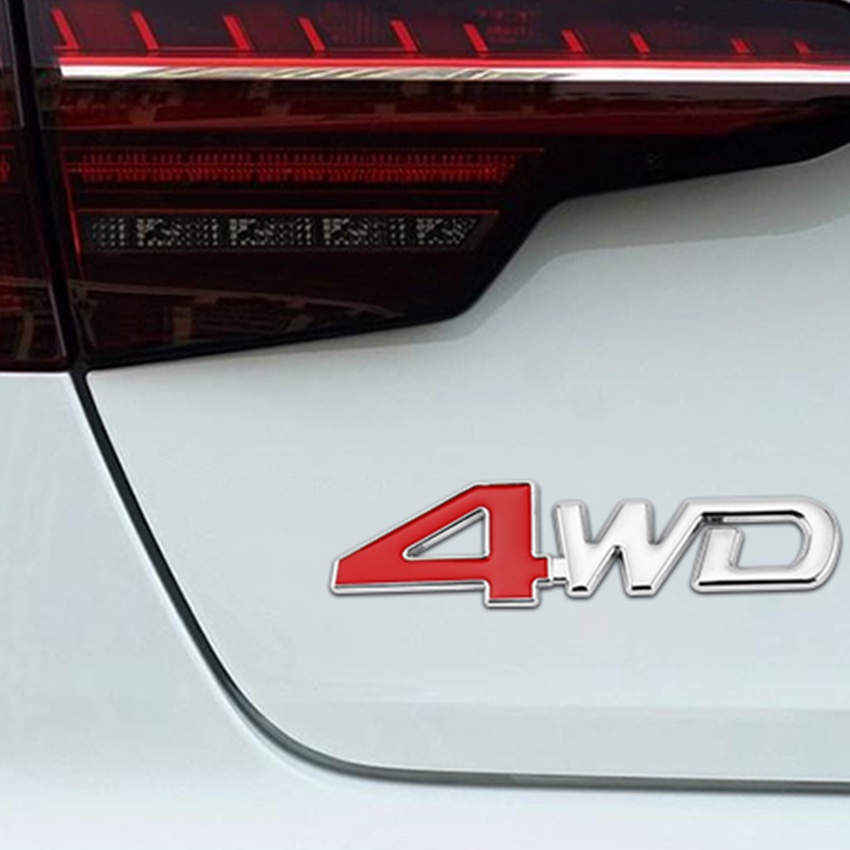 Emblem Logo Mobil 4WD Bahan metal 3D - Stiker Emblem Logo 4WD