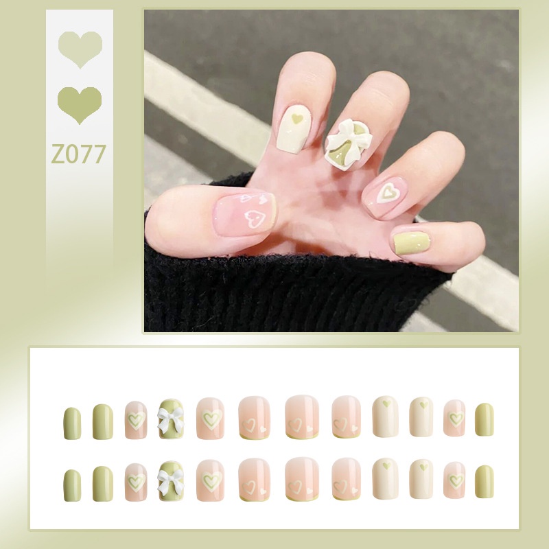 X80 24 Pcs DIY Kuku Palsu French Cool Finger Nail Art Stiker Kuku Palsu