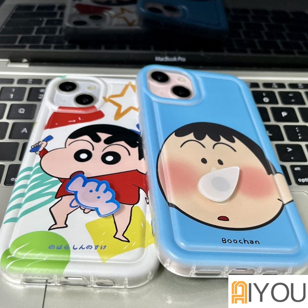 Iphone11 12 13 14 PRO MAX iPhone 14 iPhone 14 Pro Kartun Crayon Shin-chan Dengan Soft Case Popsocket