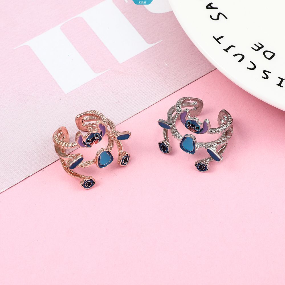 Baru Stitch Cincin Mewah Pesona Perhiasan Pembukaan Adjustable Dilepas Kristal Stitch Rings Halloween Aksesoris Hadiah [ZK]