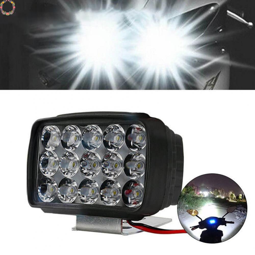 1pc 9V-85V DC Motor LED Headlight Spot Light 15lampu LED Mengemudi Kabut Putih