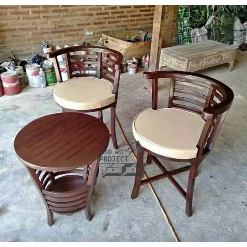 Set Kursi Meja Teras Kayu Jati berkualitas meja kursi teras santai depan rumah Wood art