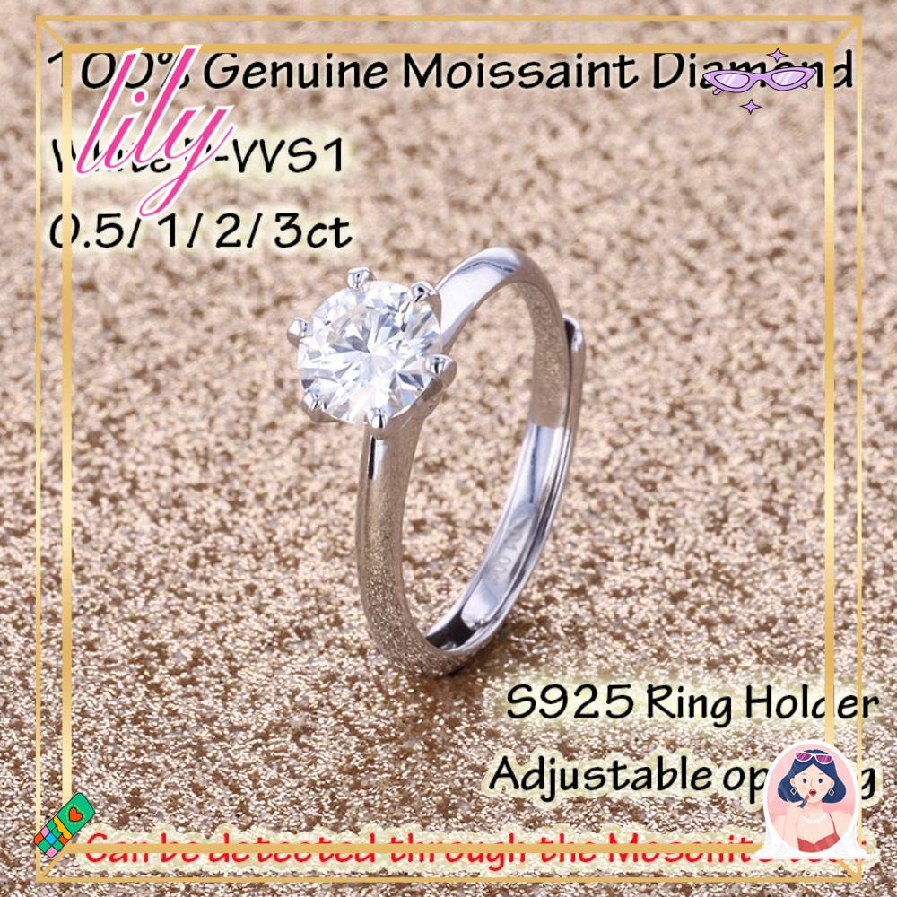 Lily Real Moissanite Cincin Perhiasan Aksesoris Wanita Jewelry Engagement Rings