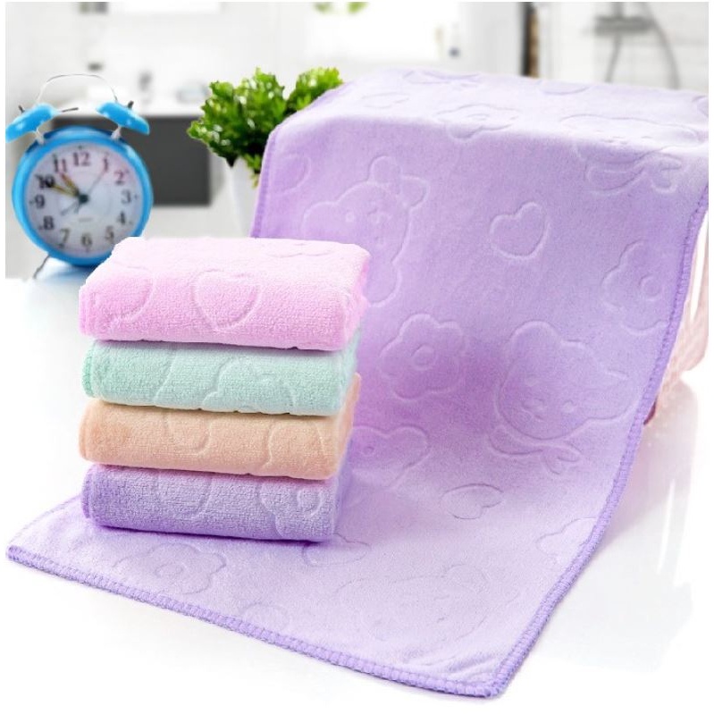 (SKR)Handuk Muka Microfiber 30X60 ukuran 30x60cm - Handuk Kecil Mandi Anak Polos Embos Nyerap Air Towel