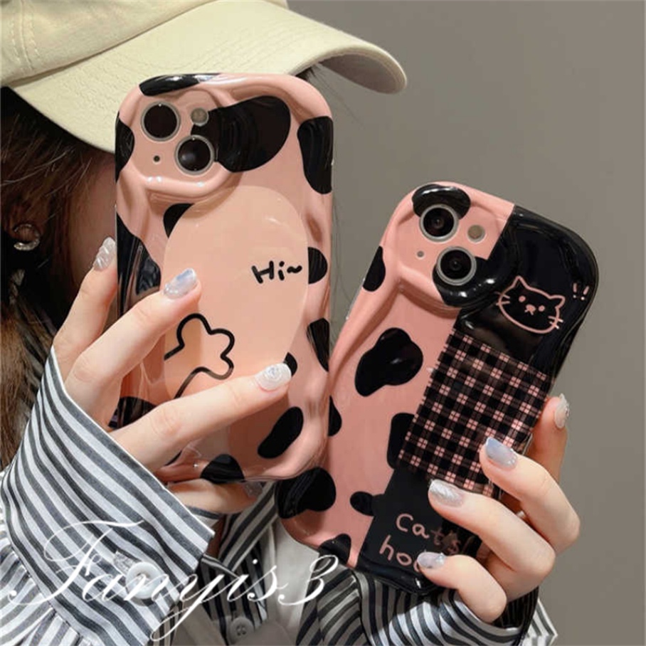 Redmi 12C A1 10C 10 10A 9 9A 9C 9T Note 12 12s 11s 10s 11 10 9s 9 Pro Xiaomi Poco X3 X3NFC X3Pro 12 11 Lite Cat Splice Block Wavy Curved Edge Phone Case TPU Soft Cover