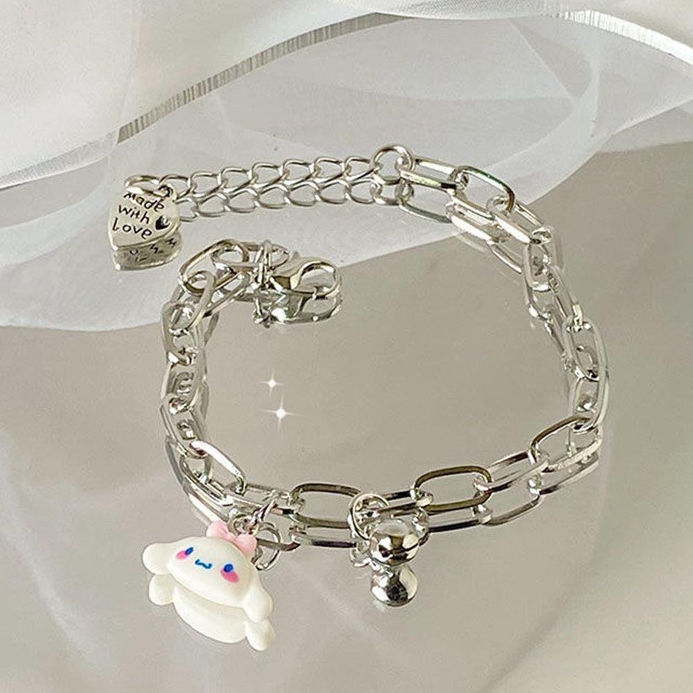 Mxbeauty Cinnamoroll Bell Gelang Fashion Beruntung Untuk Wanita Manis Perhiasan Pasangan Hadiah Adjustable Gaya Korea Tangan Rantai