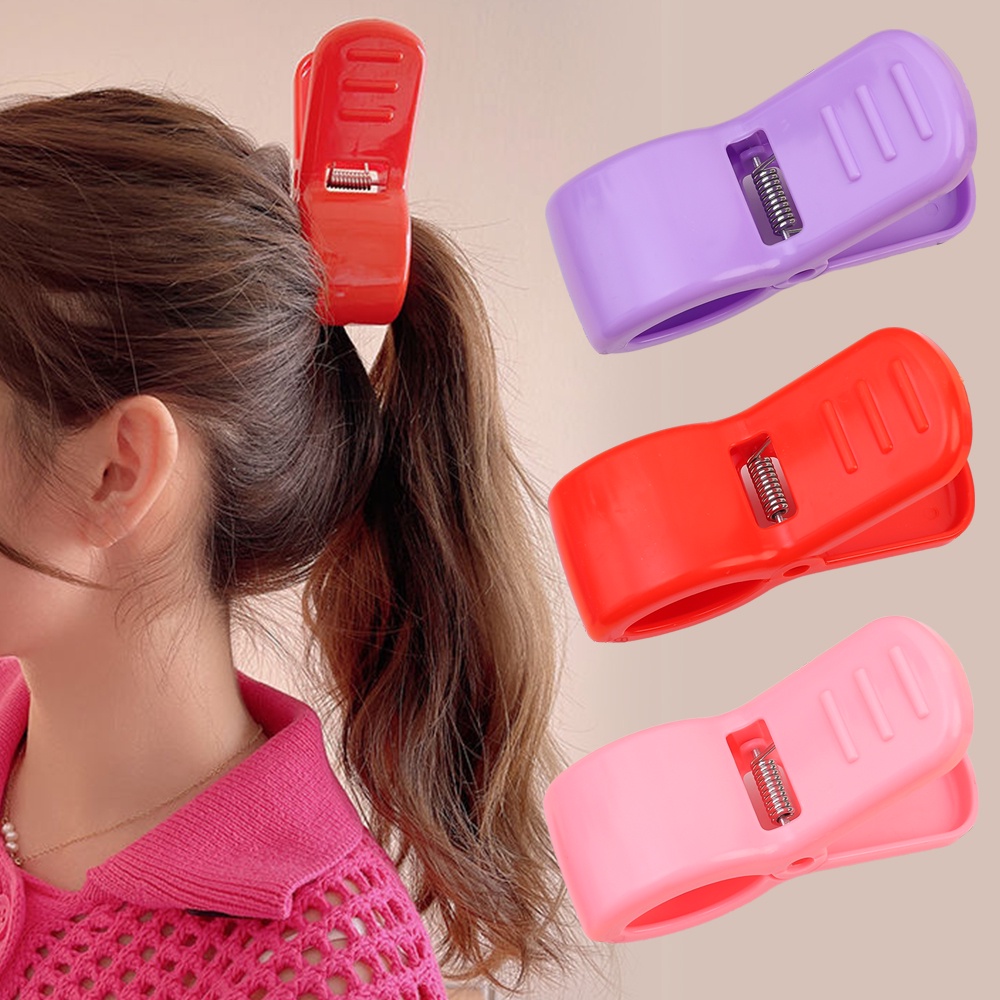 Wanita Jepit Rambut Ponytail Besar Merah Tinggi/ Korean INS Style Acrylic Hair Claws/ Jepit Rambut Hiu Cosplay Lucu Arrietty