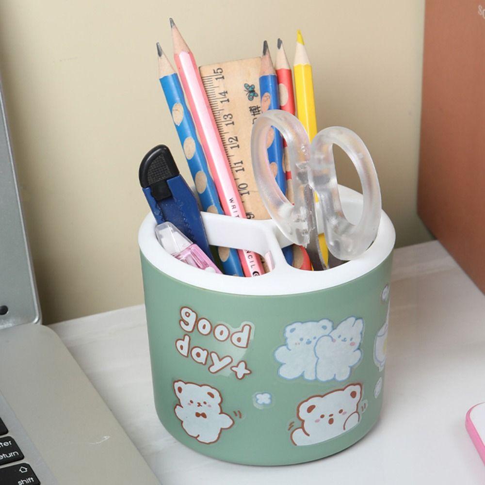 Nanas 2PCS Tempat Pulpen Bulat Pensil Display Cangkir Hadiah Siswa Penyimpanan Bucket