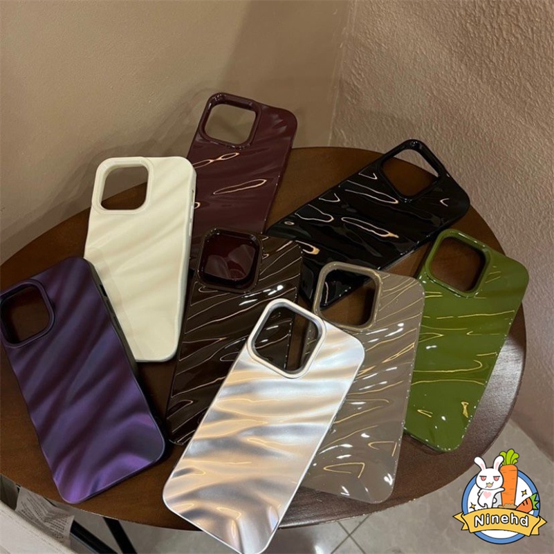 Casing iPhone 3D Lipit Premium Simple Warna Solid Kompatibel Untuk Iphone14 13 12 11 Pro Max X Xr Xs Max8 7 6 6s Plus SE 2020 Tpu Anti Pecah Shockproof Soft Case Cover Pelindung