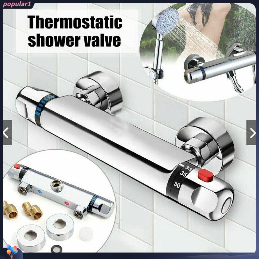 Populer Thernostatic Shower Mixer Panas Dingin Dua Pegangan Yang Dipasang Di Dinding Katup Keran Bar