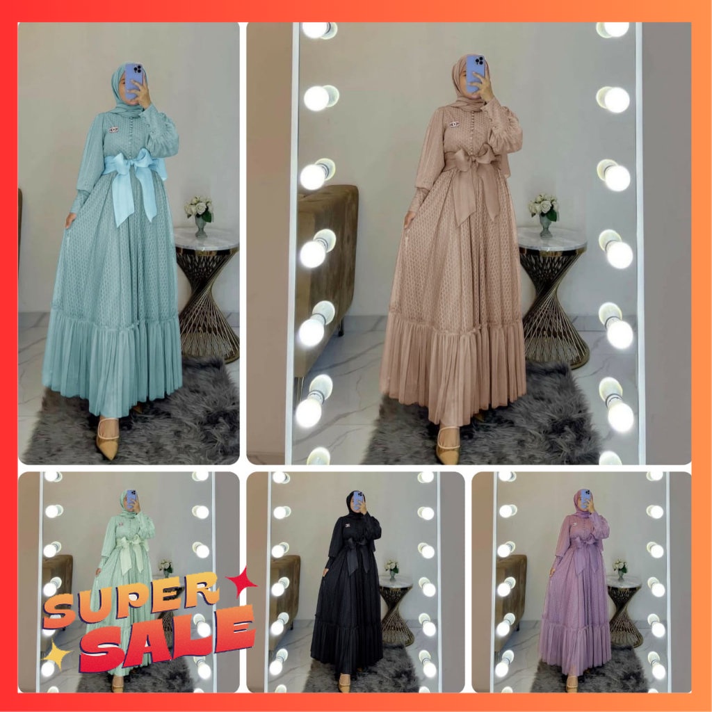 fhasion_sultan- MAXY RIYANTI Bahan SHAKILA Baby Doll Mix Payet Dengan Khimar Gamis Muslim Syari Ibu 