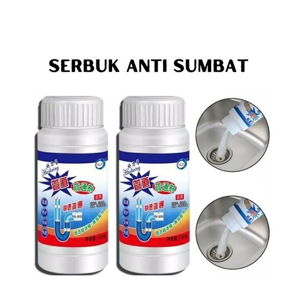 BOP BUBUK ANTI SUMBAT SERBUK MELANCARKAN SALURAN AIR PIPA WC WASTAFEL TERSUMBAT PELANCAR SUMBATAN SELANG DRAINASE ANTI TUMPAT ANTI SUMBAT ANTI MAMPET