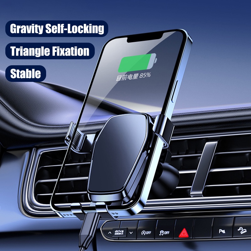 Gravity Self-Locking Phone Mount Stabil Dudukan Ponsel Mobil Lubang Angin Klip GPS Stand Bracket Universal Klip Outlet Udara Mobil Aksesoris Interior Mobil