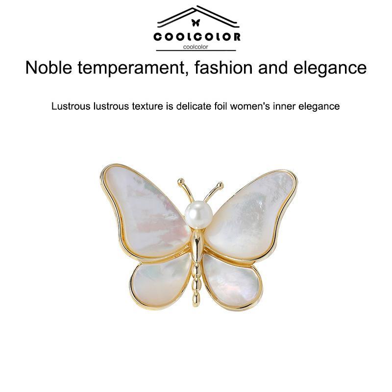 COD❤️Bros kupu-kupu mutiara untuk wanita Temperamen fashion kelas atas Aksesori setelan- cl