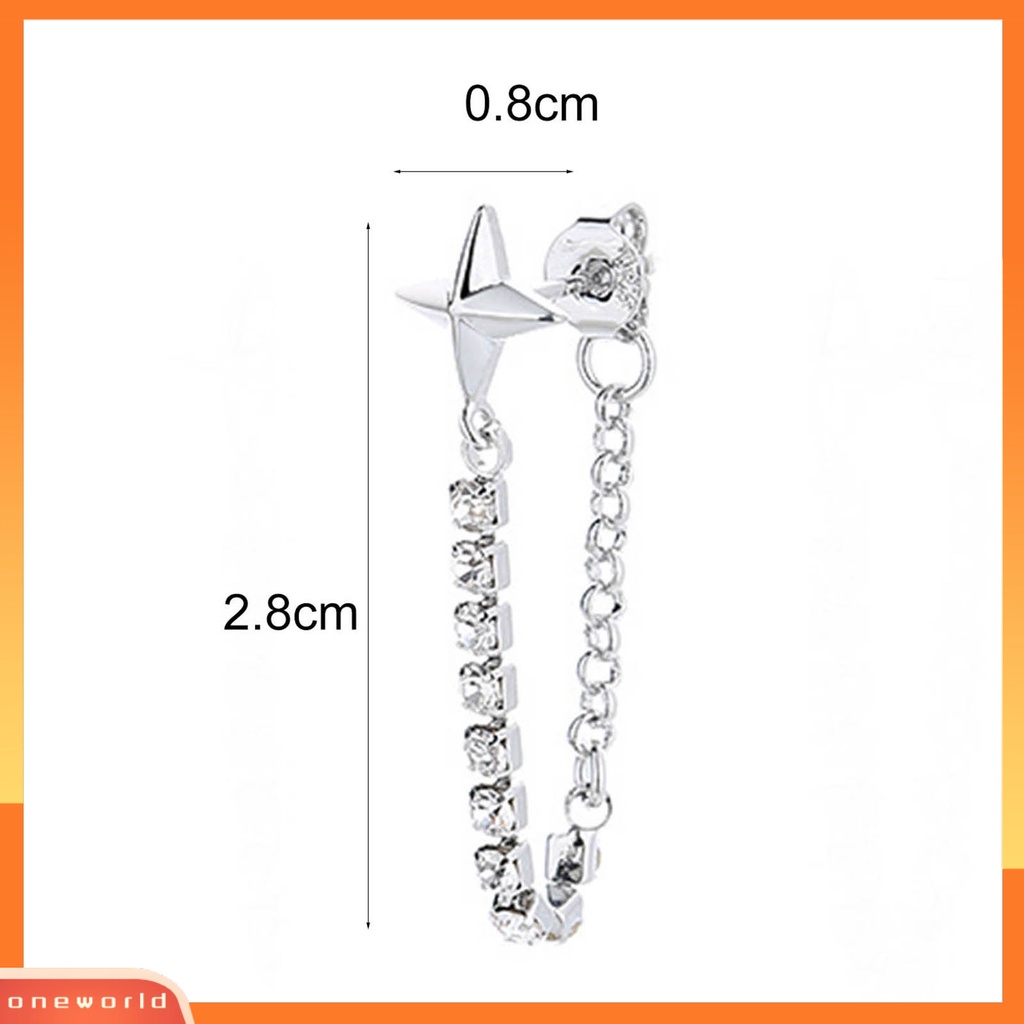 [WOD] 1pc Anting Wanita Bentuk Bintang Rumbai Perhiasan Bersinar Cubic Zirconia Drop Earring Untuk Pesta Pernikahan Perjamuan Prom