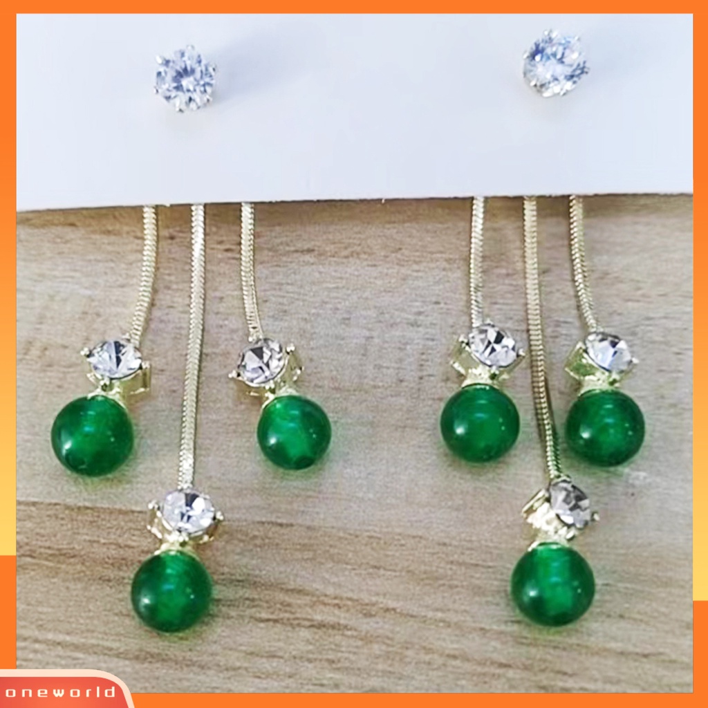 [WOD] 1pasang Anting Menjuntai Anti Alergi Hias Berkilau Wanita Retro Berlian Imitasi Liontin Stud Earrings Untuk Pacaran