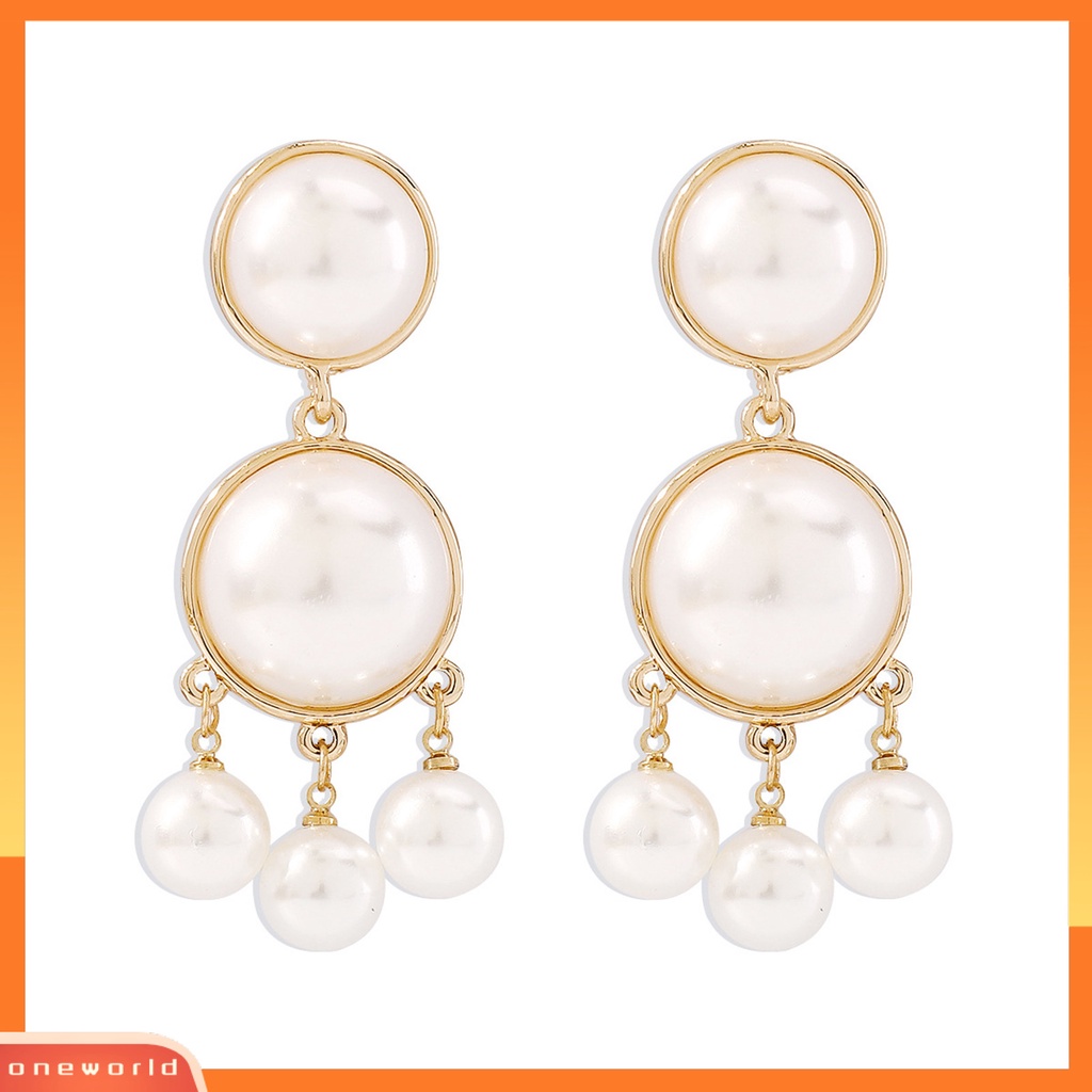 [WOD] 1pasang Drop Earrings Vintage Berlebihan Elegan Geometris Semua Pertandingan Dekorasi Hadiah Wanita Mutiara Imitasi Rumbai Menjuntai Earrings Perhiasan Untuk Pacaran