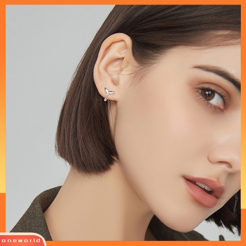 [WOD] 1pc Hoop Earring Temperamen Kilau Terang Tindik Geometris Electroplating Hias Hadiah Mermaid Tail Lingkaran Anting Wanita Fashion Perhiasan Untuk Pakaian Sehari-Hari