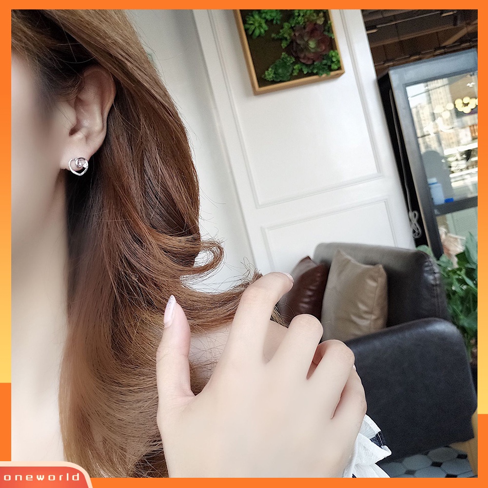 [WOD] Lady Berlian Imitasi Bertatahkan Berongga Jantung Telinga Stud Anting Perhiasan Hadiah Hari Valentine