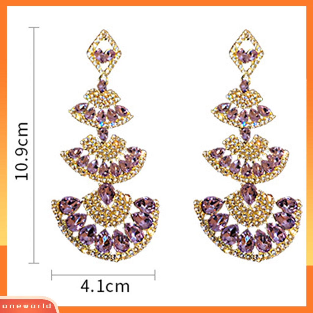 [WOD] 1pasang Anting Lady Menjuntai Berlian Imitasi Multi-layer Shiny Berbentuk Kipas Anting Menjuntai Panjang Untuk Hadiah