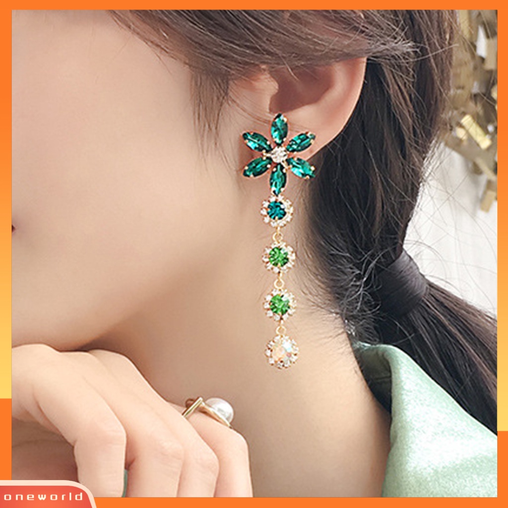 [WOD] 1pasang Anting Drop Bentuk Bunga Shiny Indah Tahan Korupsi Lady Earrings Untuk Hadiah