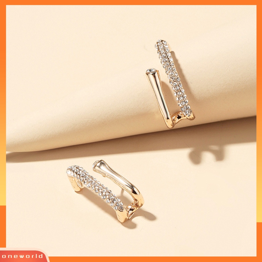 [WOD] Wanita Gaya Sederhana Berlian Imitasi Bentuk U Ear Stud Earrings Aksesoris Perhiasan