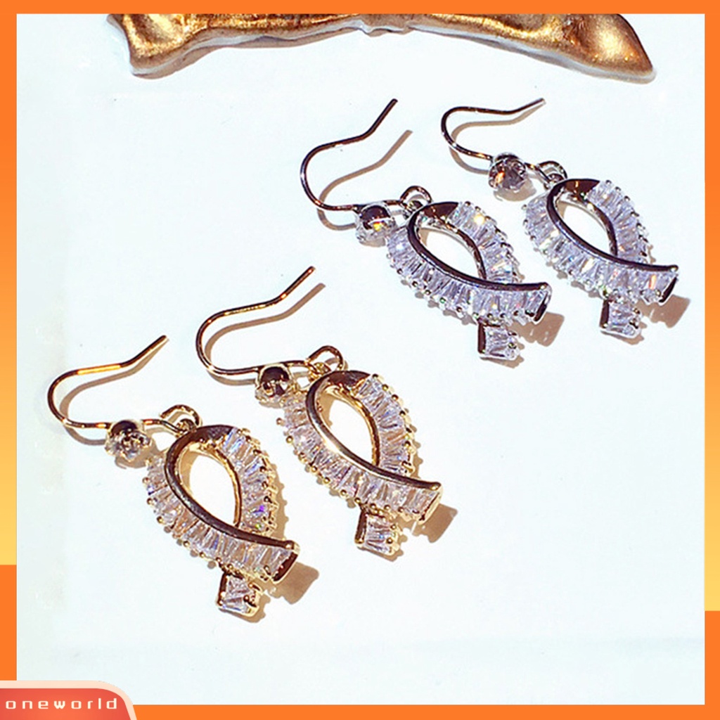 [WOD] 1pasang Anting Kait Ikatan Simpul Berlian Imitasi Perhiasan Halus Tahan Lama Drop Earrings Untuk Pakaian Sehari-Hari