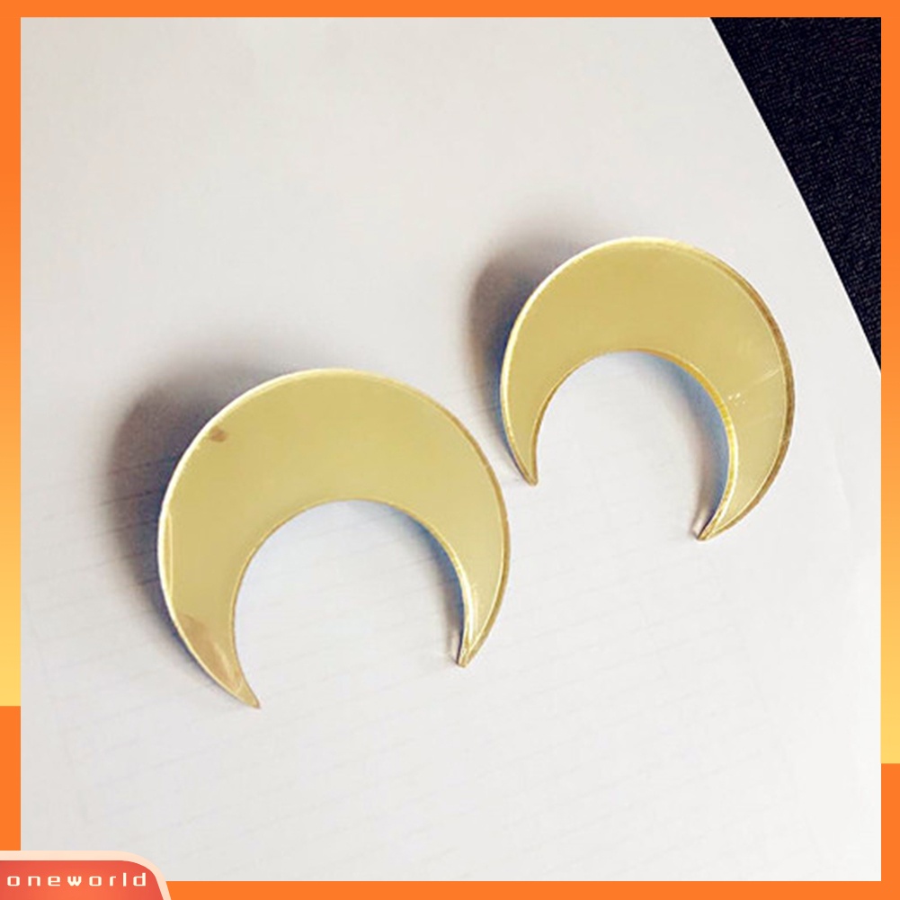 [WOD] Fashion Bulan Sabit Menjuntai Statement Stud Earrings Wanita Pesta Perhiasan Hadiah