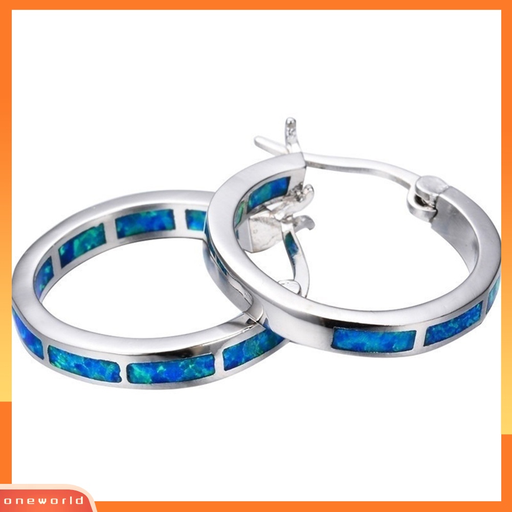 [WOD] Wanita Multicolor Faux Opal Hias Lingkaran Menjuntai Hoop Earrings Perhiasan Hadiah