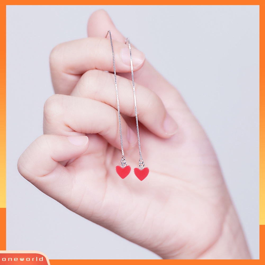 [WOD] Fashion Wanita Panjang Cinta Hati Linear Benang Anting Pesta Pernikahan Tanggal Perhiasan