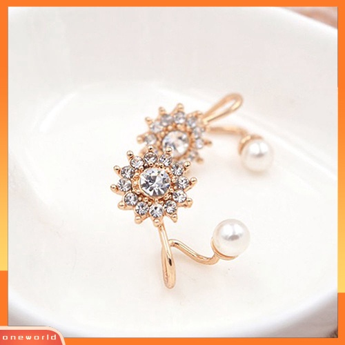 [WOD] Wanita Manis Mutiara Imitasi Berlian Imitasi Snowflake Ear Stud Earrings Perhiasan Charm