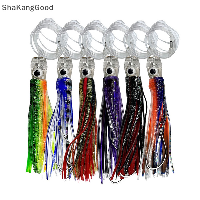 Skid 6 Pcs Deep-sea Air Laut Memancing Umpan Kepala Tembaga Gurita Cumi Rok Umpan Permainan Besar Mancing Marlin Tuna Troli Leurre Lures Panas SKK