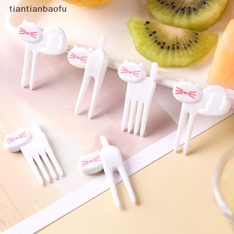 [tiantianbaofu] 6pcs Mini Anak Hewan Makanan Buah Picks Garpu Kotak Makan Aksesori Dekorasi Alat Butik