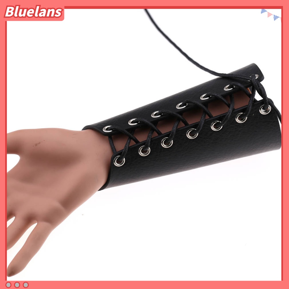 [BLS] Gelang Tangan Kulit Imitasi Rock Punk Arm Armor Bracer Wrist Wax Rope Braided Strap