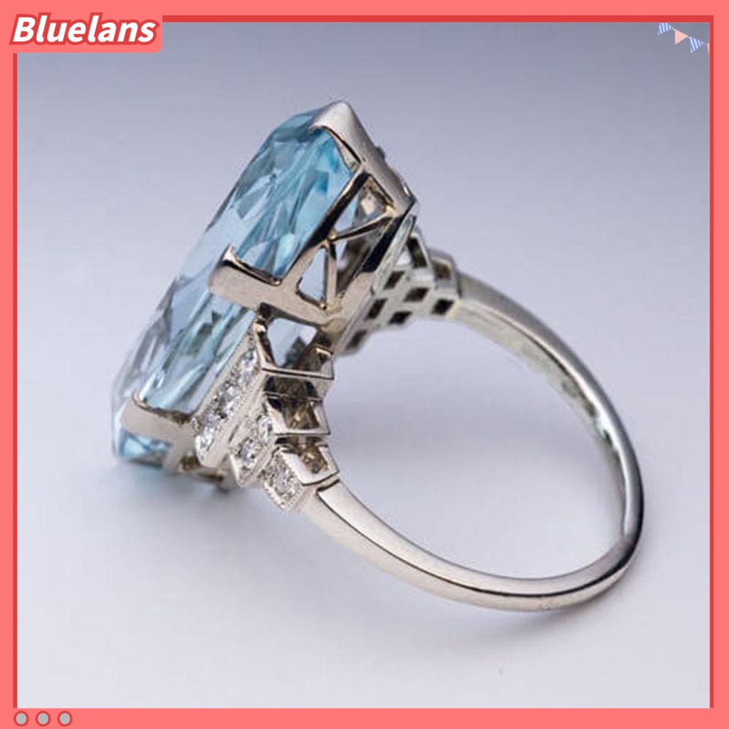 [BLS] Cincin Jari Transparan Panjang Umur Ringan Berbentuk Oval Halus Cincin Biru Untuk Tanggal