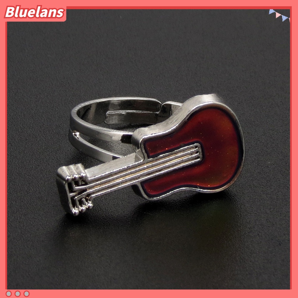 [BLS] Kreatif Gitar Suhu Mood Berubah Warna Wanita Cincin Terbuka Perhiasan Hadiah