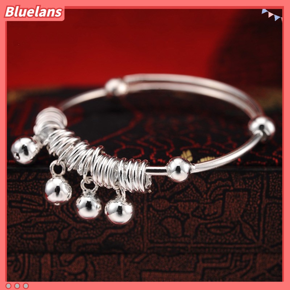[BLS] Baby Bayi Perak Berlapis Adjustable Bell Bangle Tangan Kaki Gelang Perhiasan Hadiah