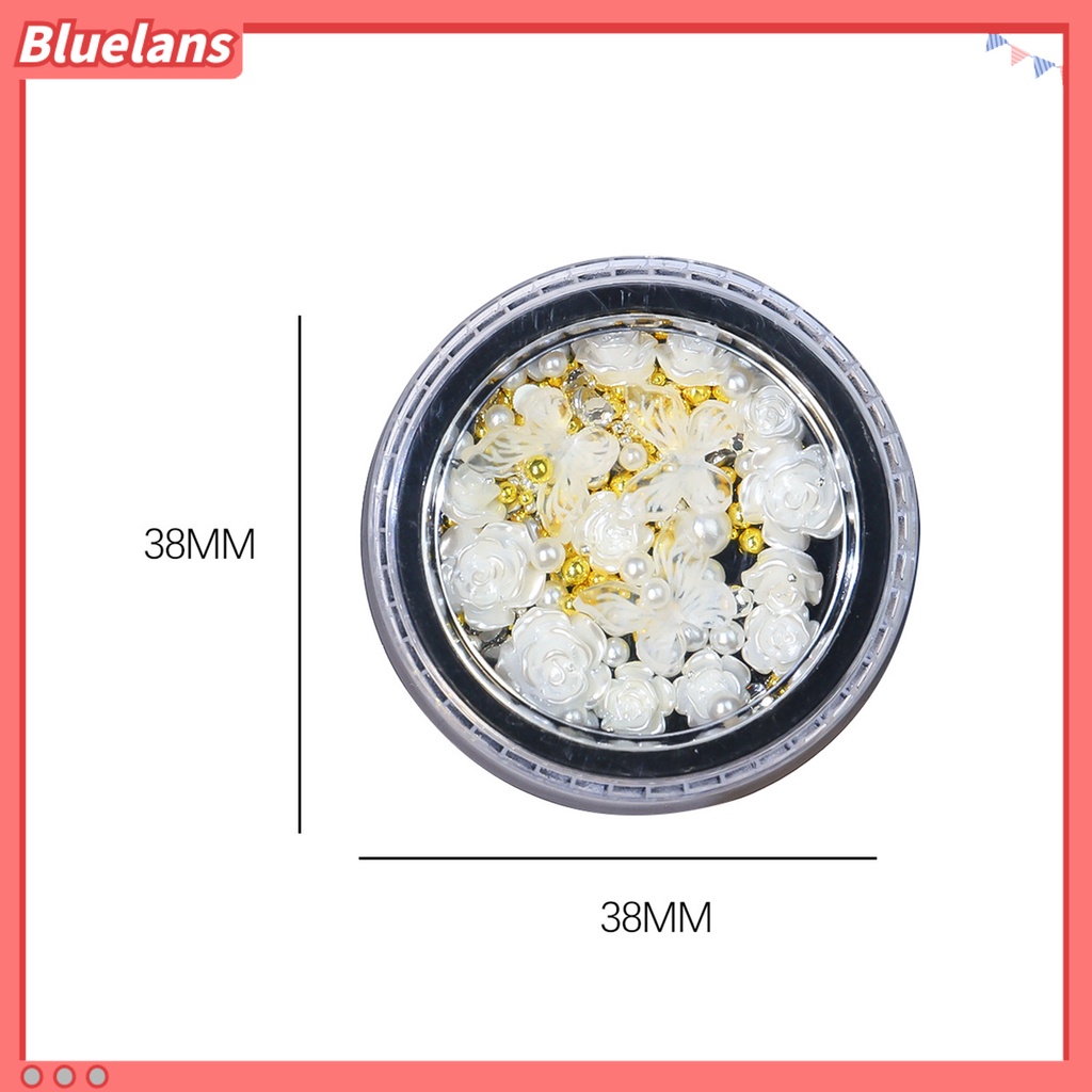 [BLM] 1kotak Hiasan Mawar Kuku Cantik Tiga Dimensi Camellia Butterfly Faux Pearl Nail Art Dekorasi Untuk Salon Kuku