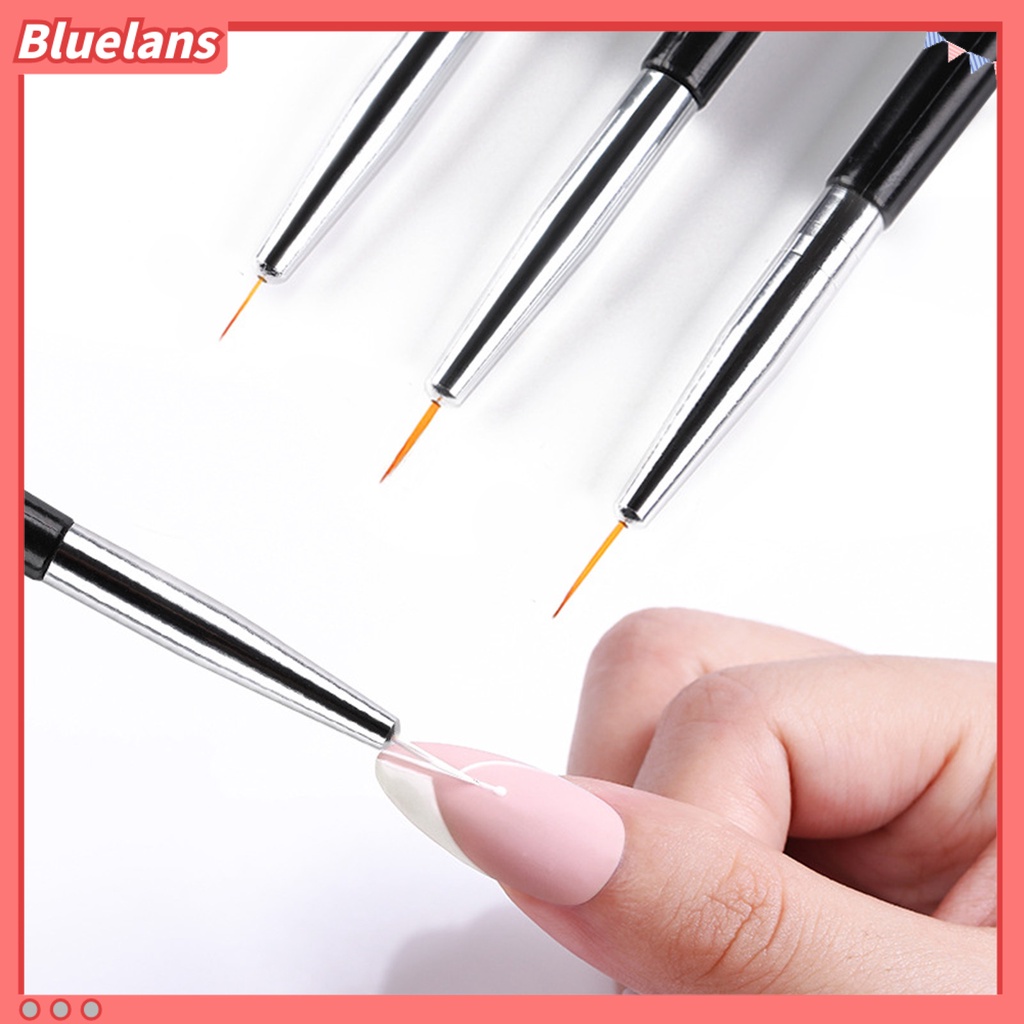 [BLM] 3pcs /Set Kit Pen Kuku Reusable Batang Hitam Ringan Nail Art Drawing Liner Untuk Perempuan